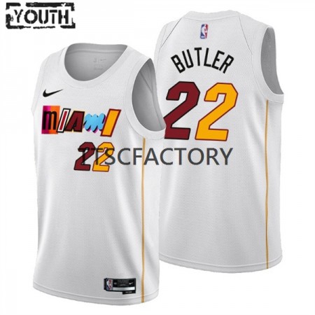 Camiseta Niños Miami Heat Jimmy Butler 22 Nike 2022-23 City Edition Blanco Swingman
